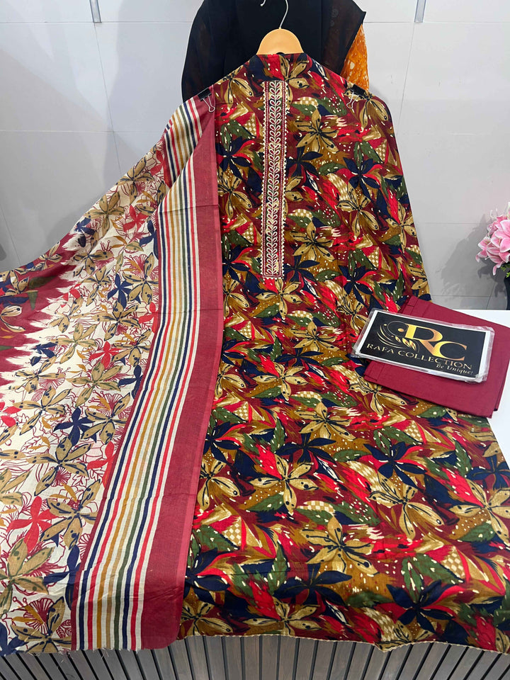 Cotton Unstitched Suit 14020