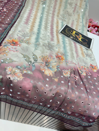 MIRROR WORK ORGANZA SUIT 1714