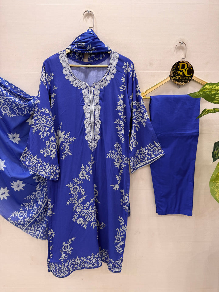 Cotton embroided suits