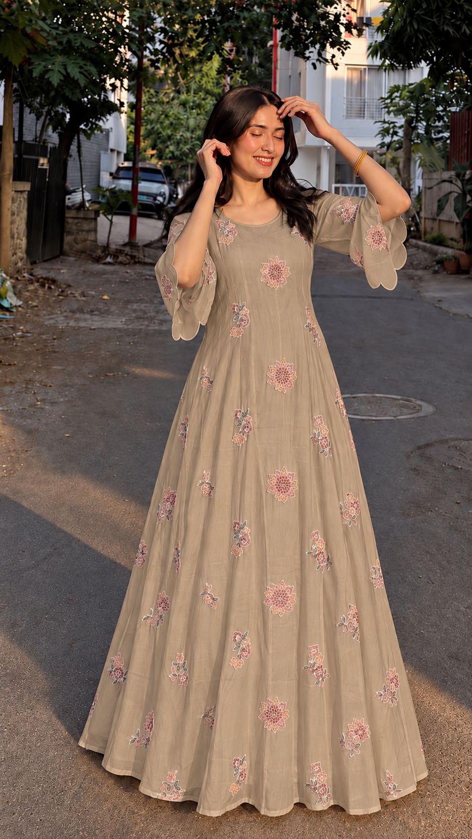 Mal chandheri Embroidered Gown’s