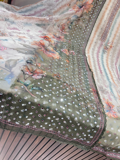 MIRROR WORK ORGANZA SUIT 1714