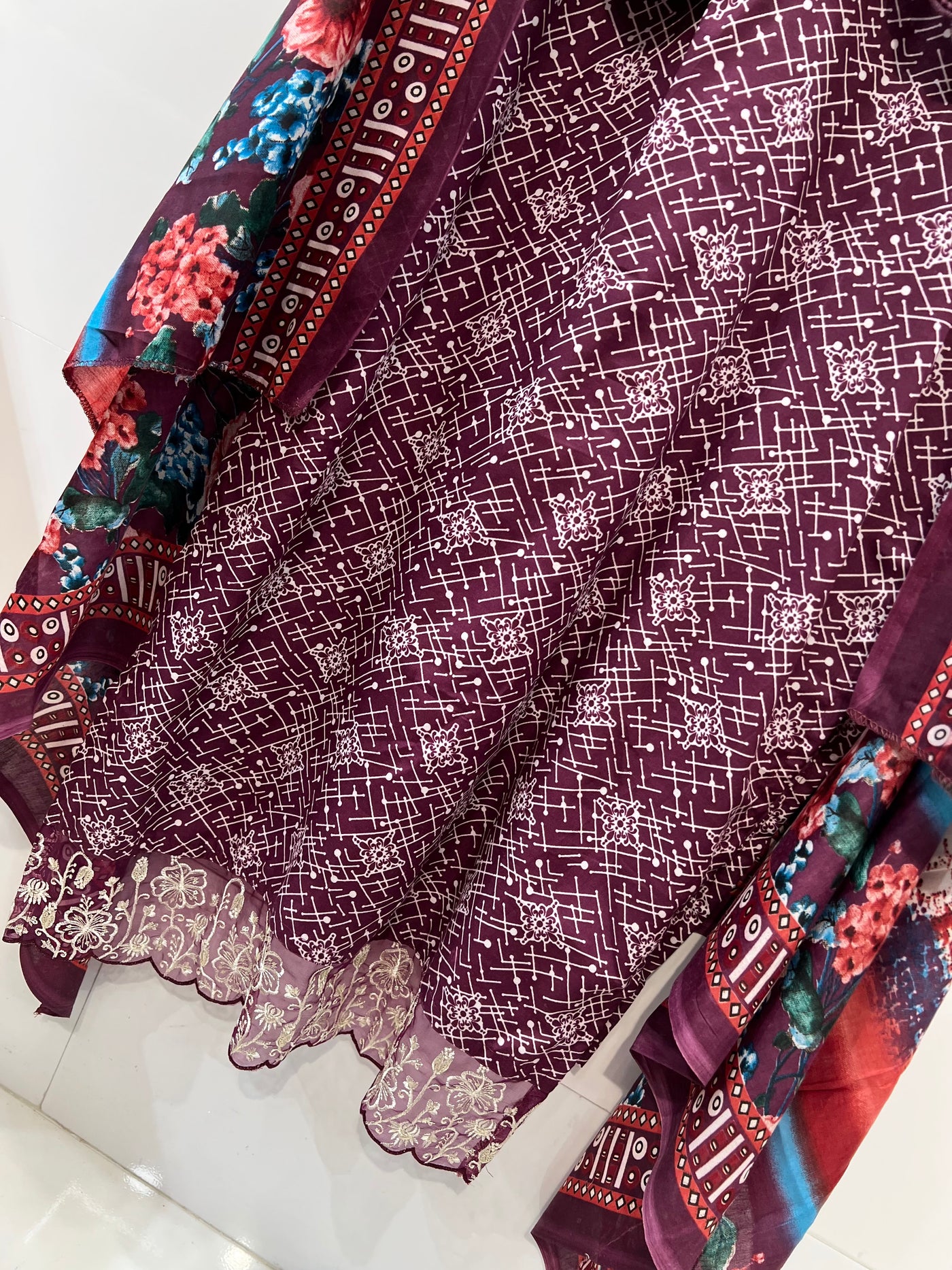Semi Cotton Patch Work Suits 2346