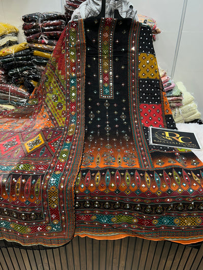 Organza Mirror work suit 1308