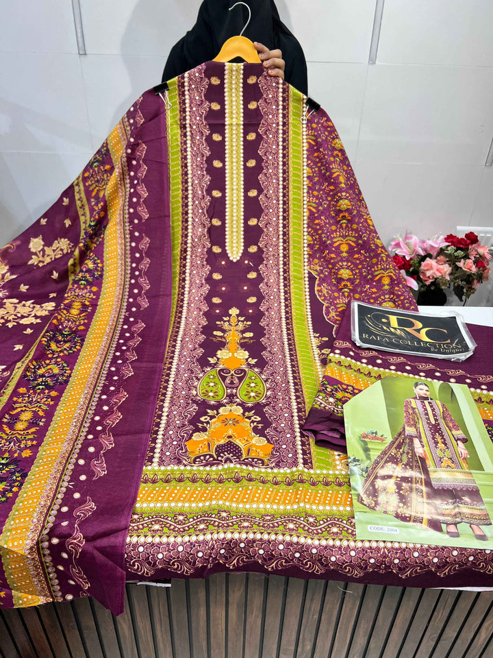 Semi Cotton Unstitched Suit 1895