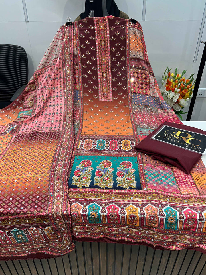 Multi colour mirror Suit 1245