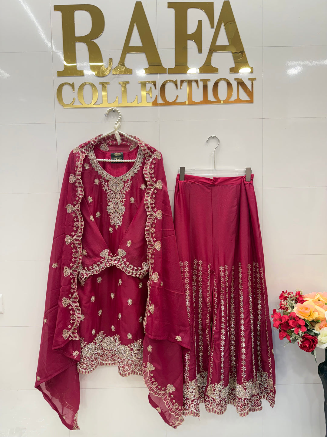 Party wear flaired plazzo suits