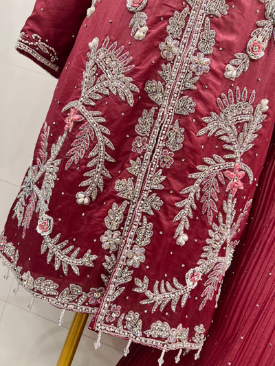 Bridal Elegance Pearl-Work Kurti & Plazzo Set 2817