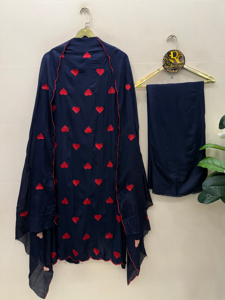 Viral heart embroidered unstitched Suits