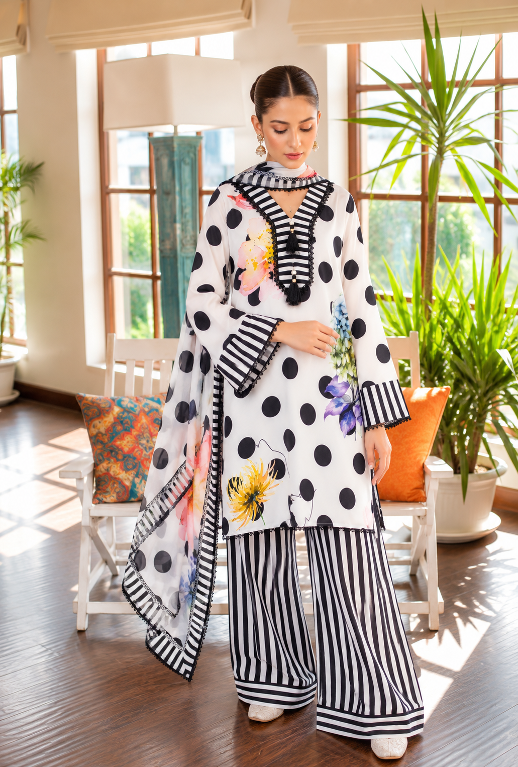 Polka Dot Farshi Salwar Suits