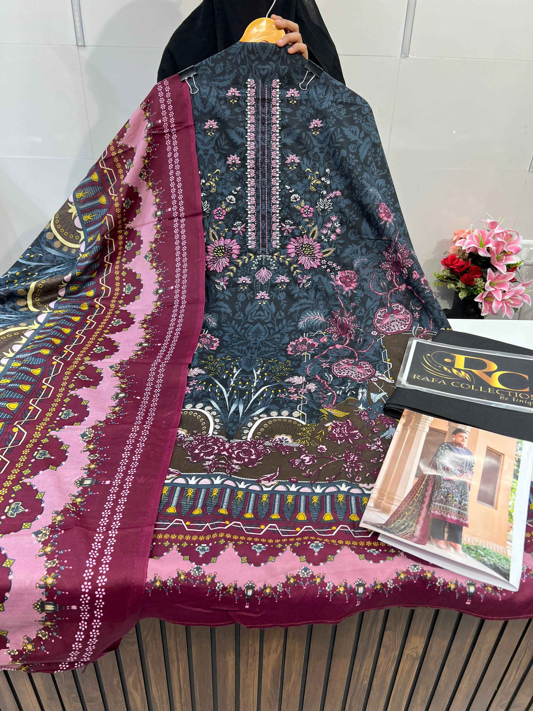Semi Cotton embroided suit 1794