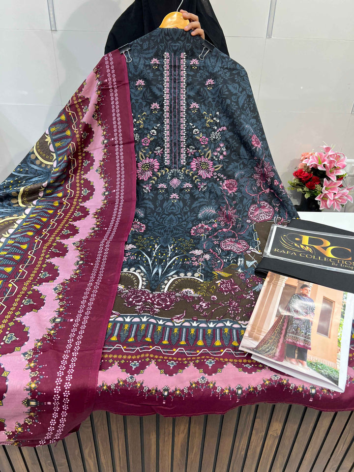Semi Cotton embroided suit 1794