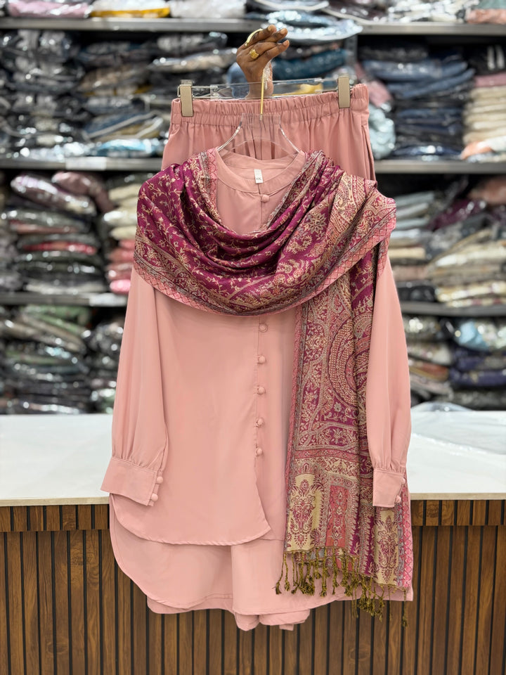 Pashmina shawl pink co-ord sets 3137