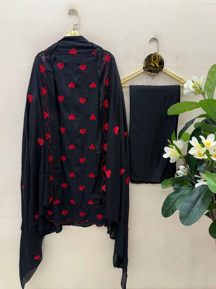 Viral heart embroidered unstitched Suits