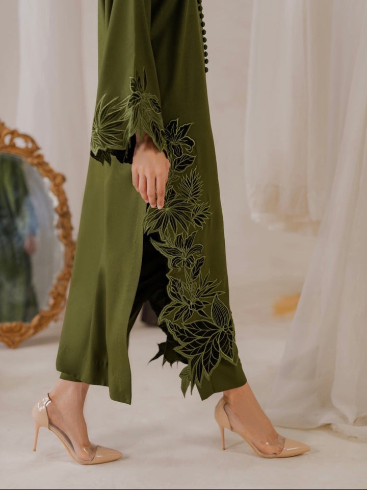 Cutwork embroidered pakistani suits