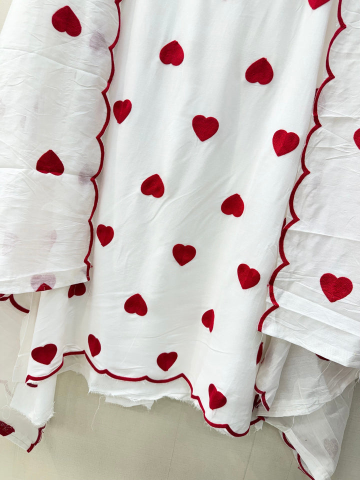 Viral heart embroidered unstitched Suits