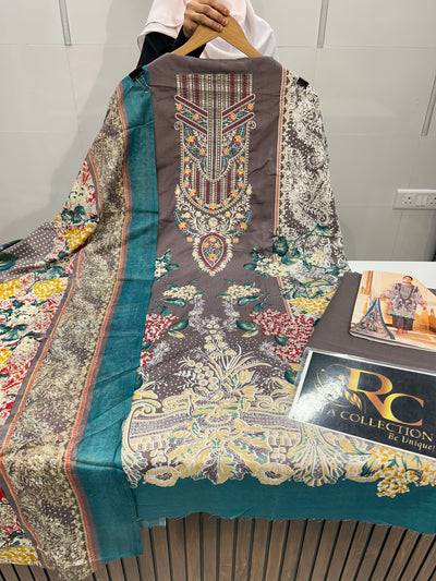 Semi Cotton embroided suit 1541