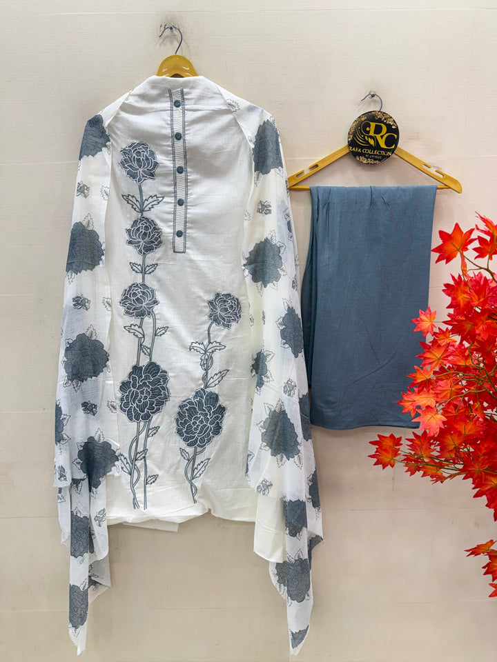 Cotton embroidered unstitched suits