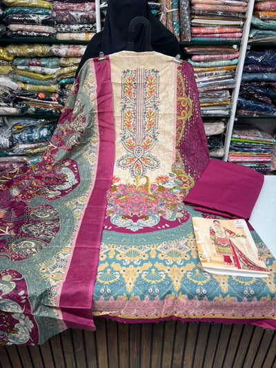 Semi Cotton embroided suit 1758