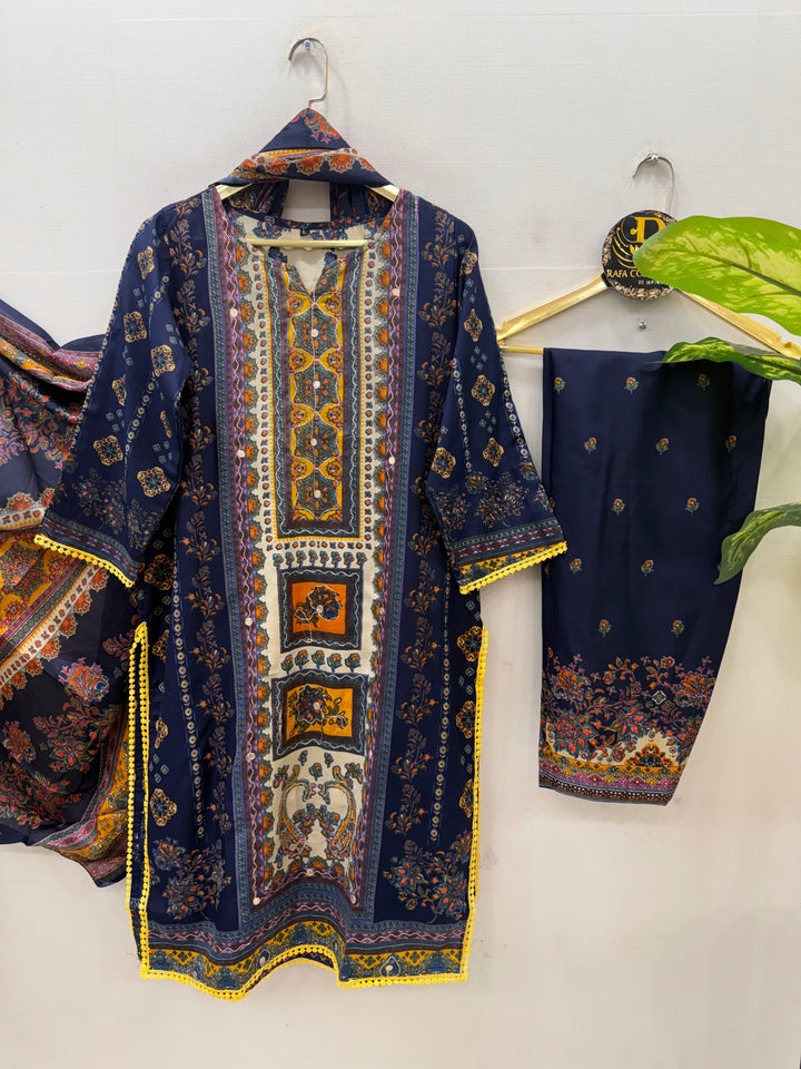 Semi cotton embroidered suits 5038