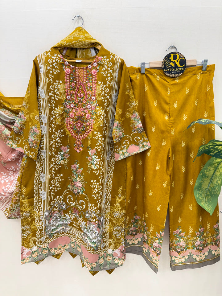Semi cotton embroidered suits