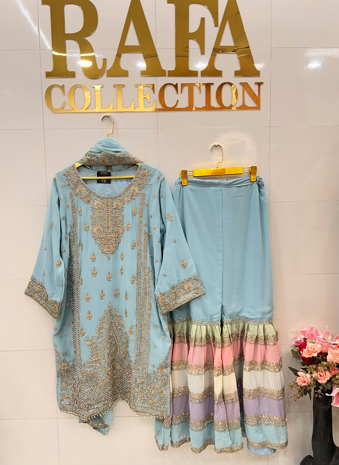 Pakistani tri color Garara suit 2749