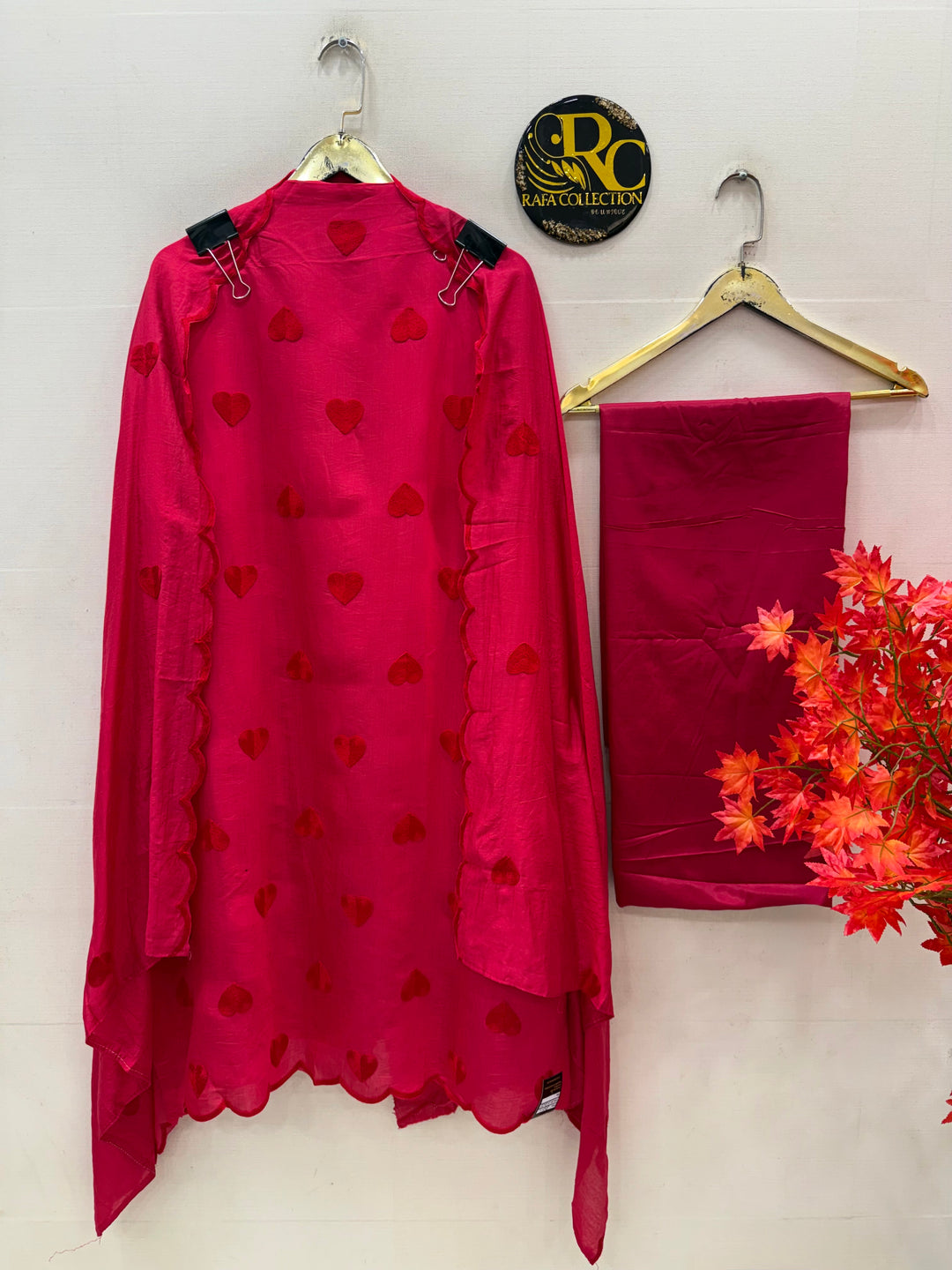Viral heart embroidered unstitched Suits