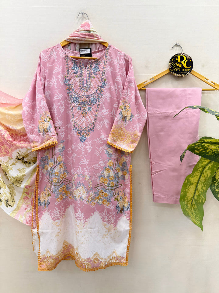 Semi cotton embroidered suits