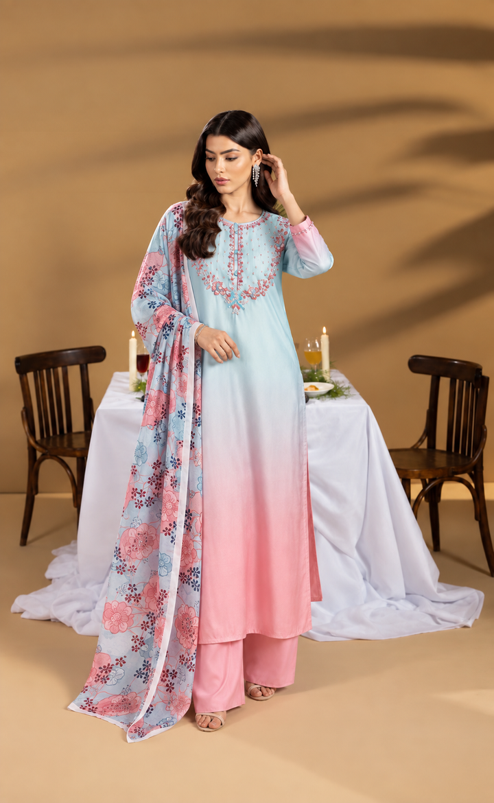 Pakistani ombre Handwork Suit