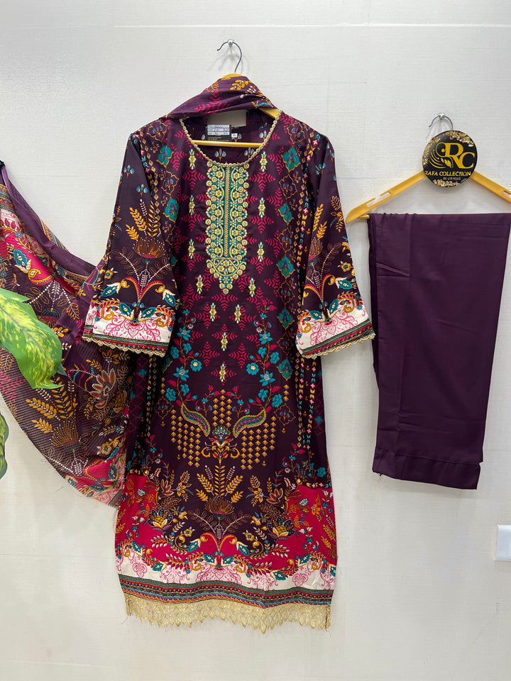 Cotton embroidered suits