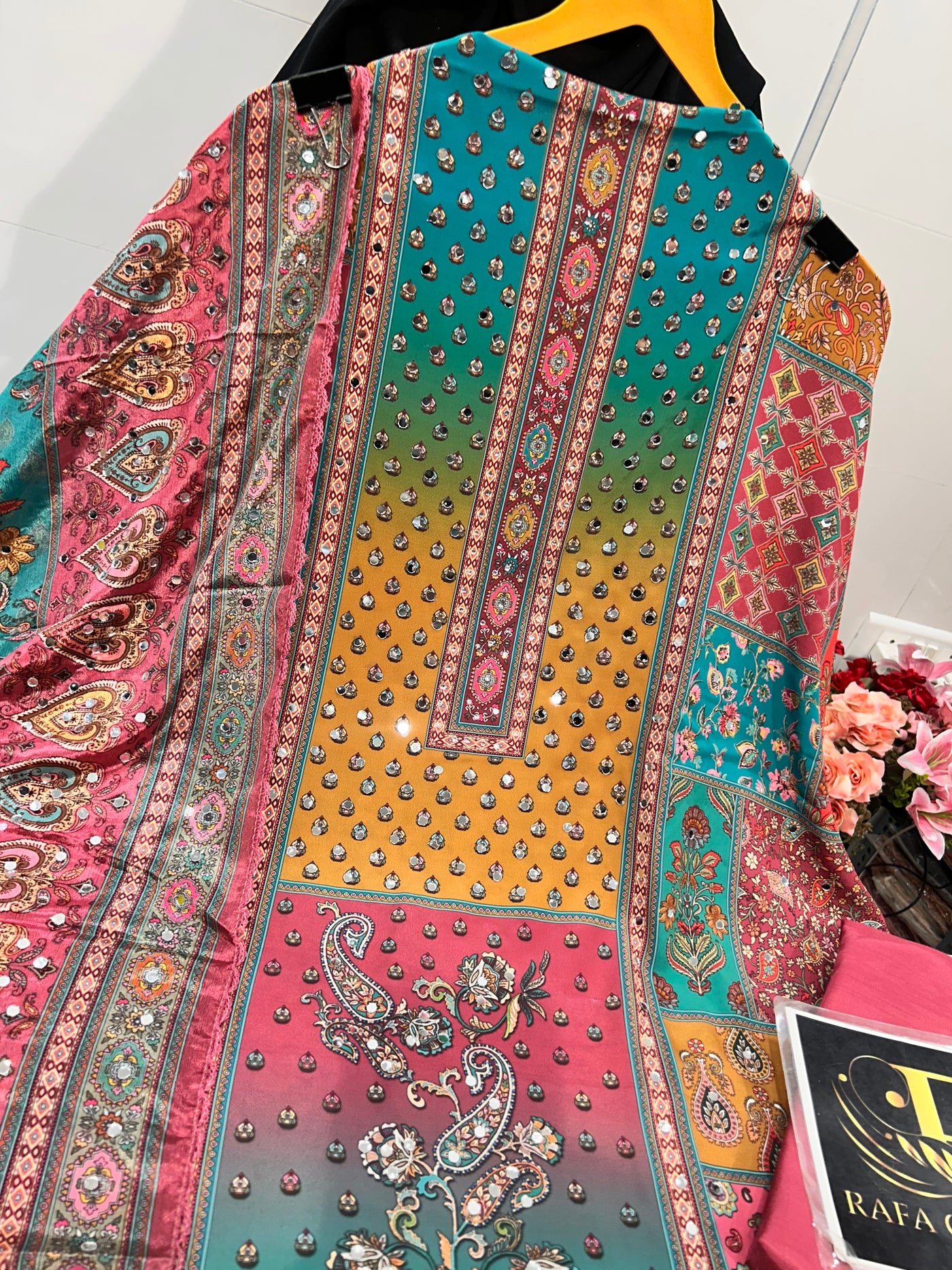 Multi colour mirror Suit 1243