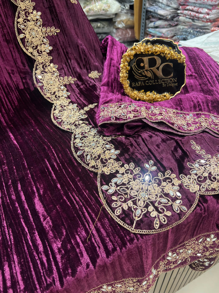 Crush Velvet unstitched suits 2903