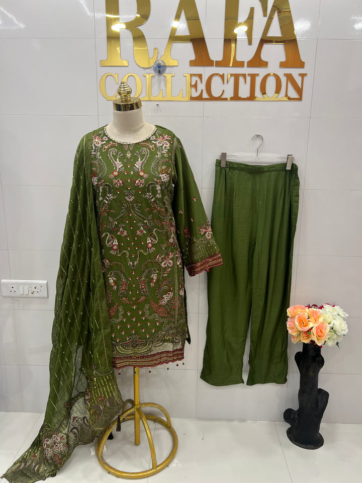 Chiffon embroidered suits 3175