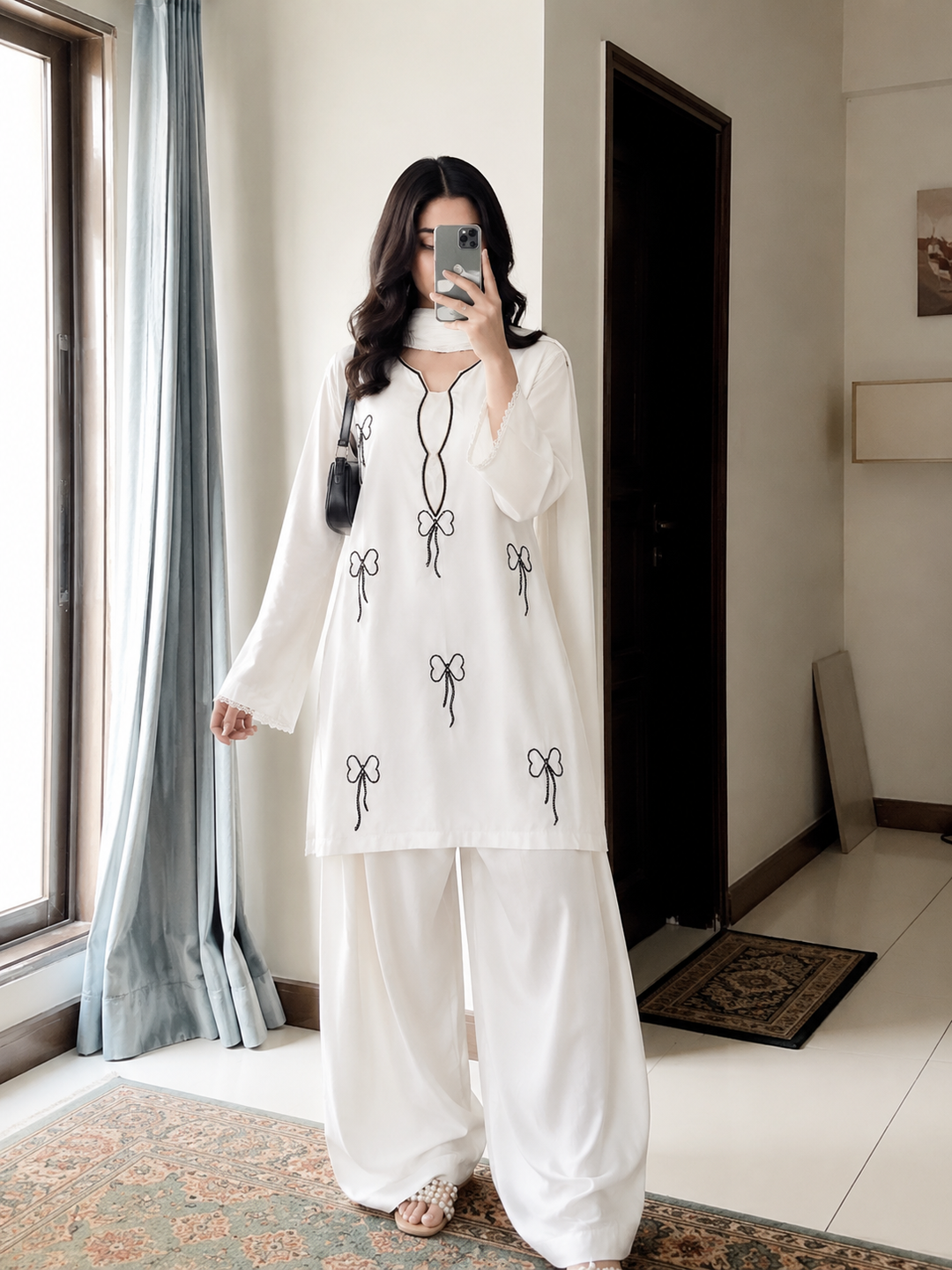 Bow Handwork Farshi Salwar Suits