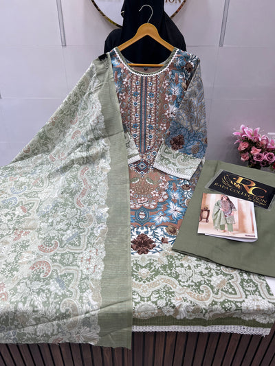 Semi Cotton embroided suits 2115