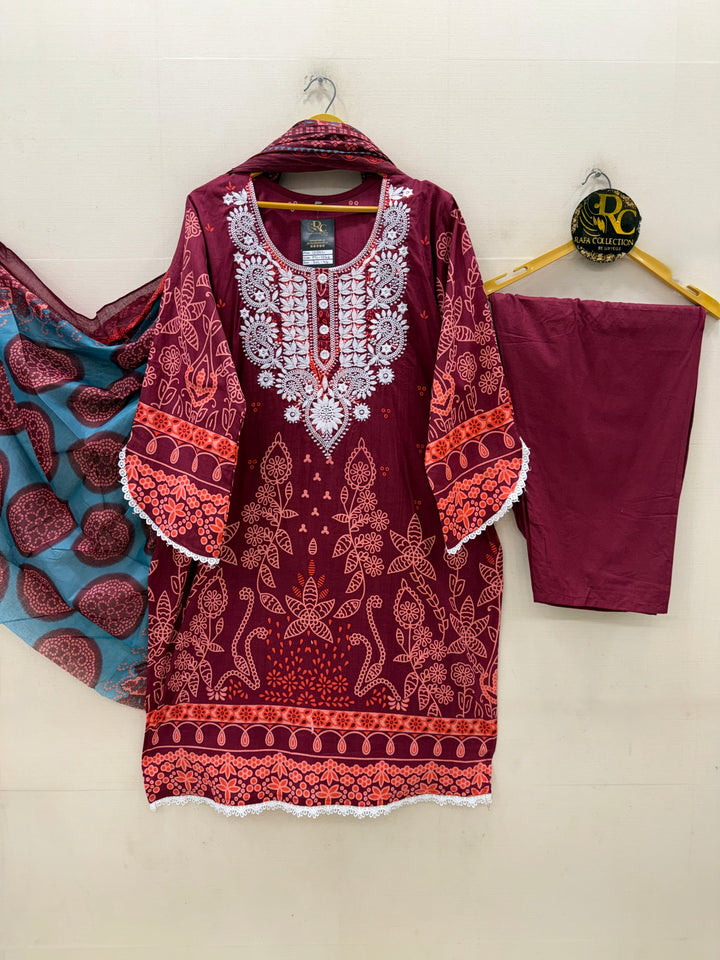 Cotton lakhnawi ready to wear suits