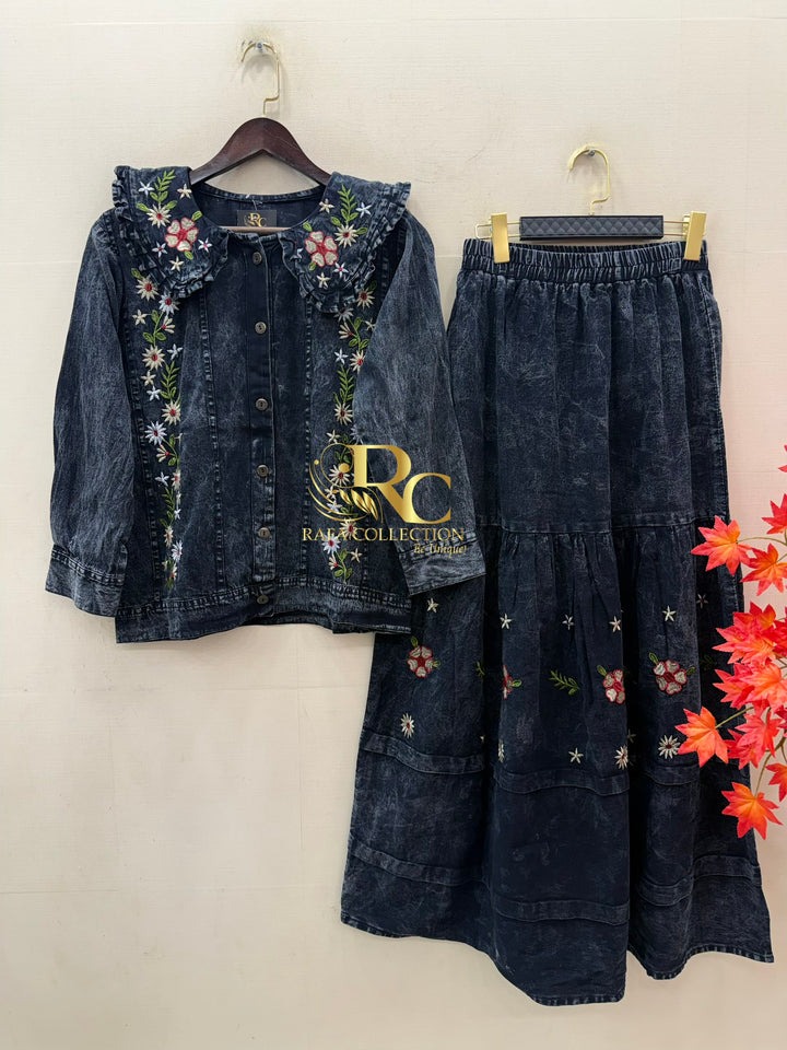 Denim skirts sets