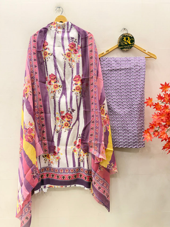 Semi Cotton Unstitched Suits