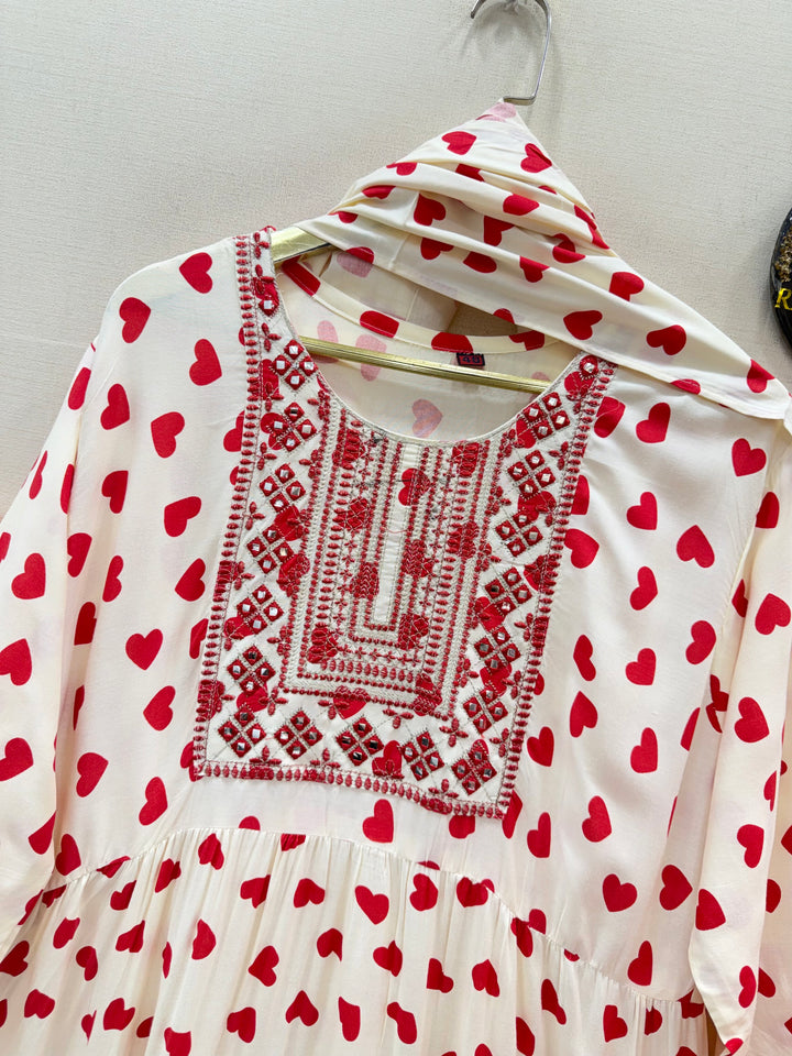 Rayon Heart printed Gowns
