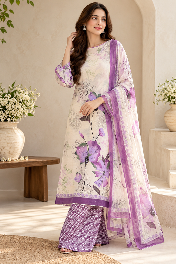 Semi Cotton Unstitched Suits