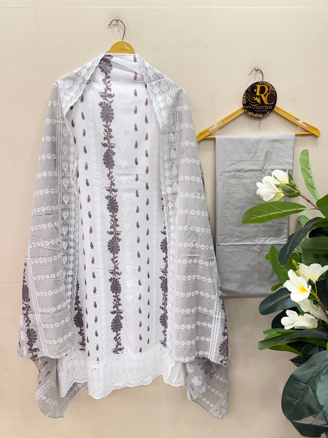 Cotton chikankari unstitched suits