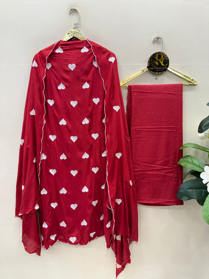 Viral heart embroidered unstitched Suits