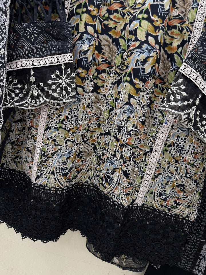 Cotton embroided farshi suits
