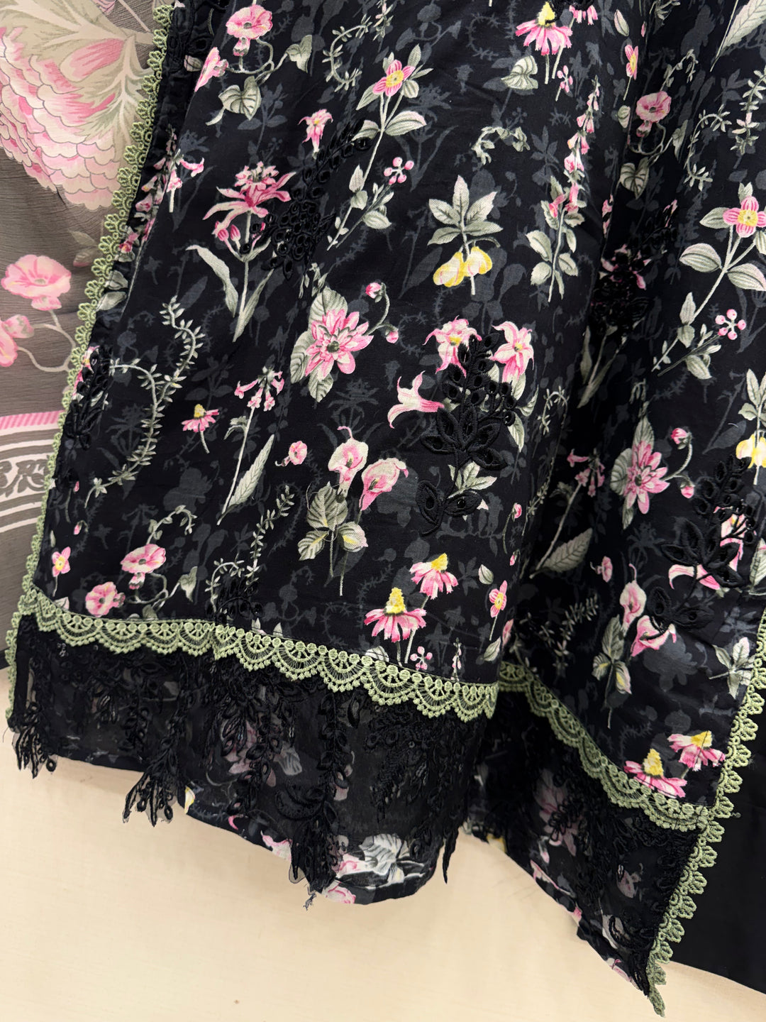 Cotton embroided farshi suits