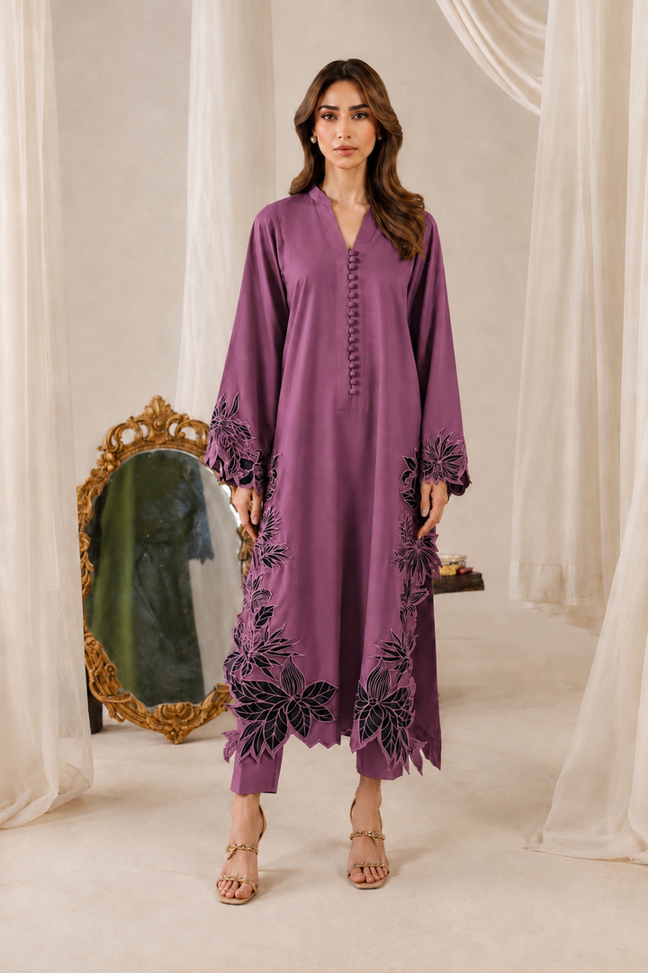 Cutwork embroidered pakistani suits