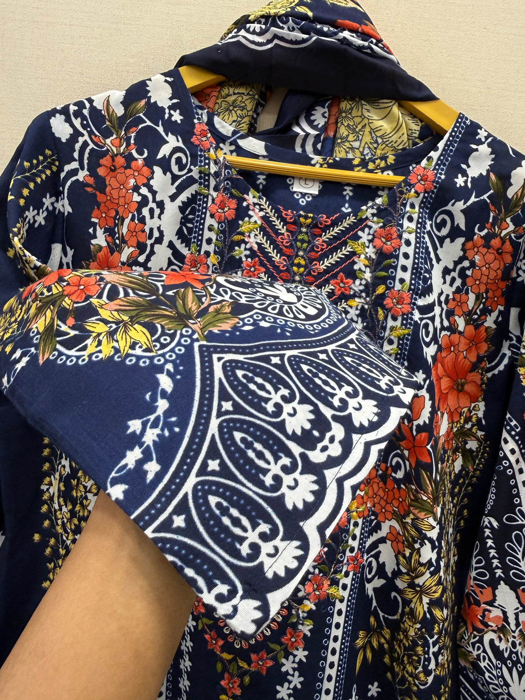 Semi cotton embroidered suits