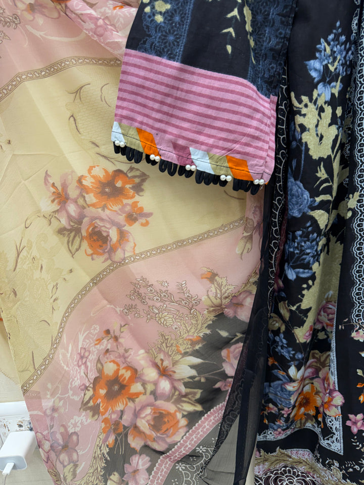 Pakistani patch work suit 2593