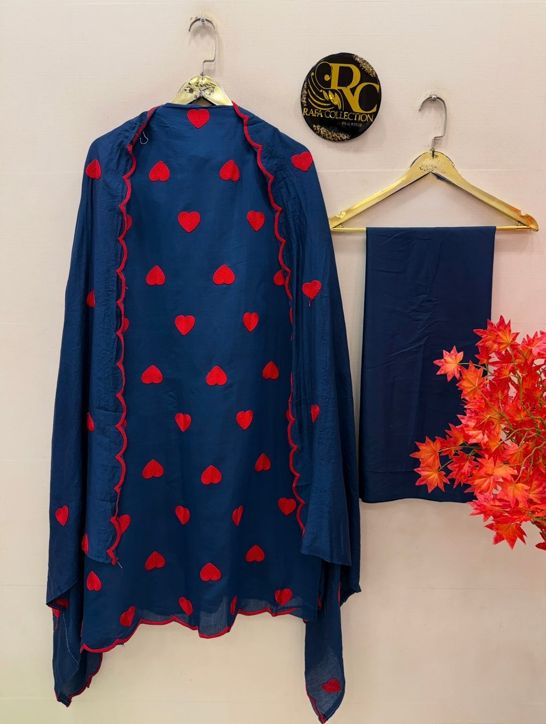 Viral heart embroidered unstitched Suits