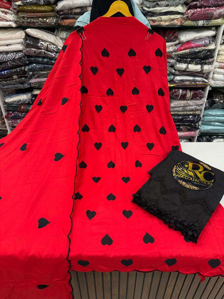 Heart Embroidered Unstitched Suits