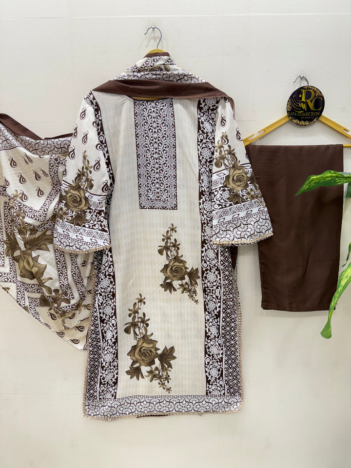 Semi cotton printed suits 8800