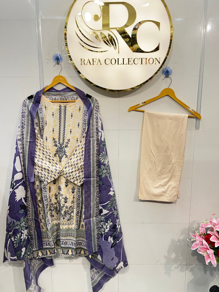 Cotton Embroidered suits 115412